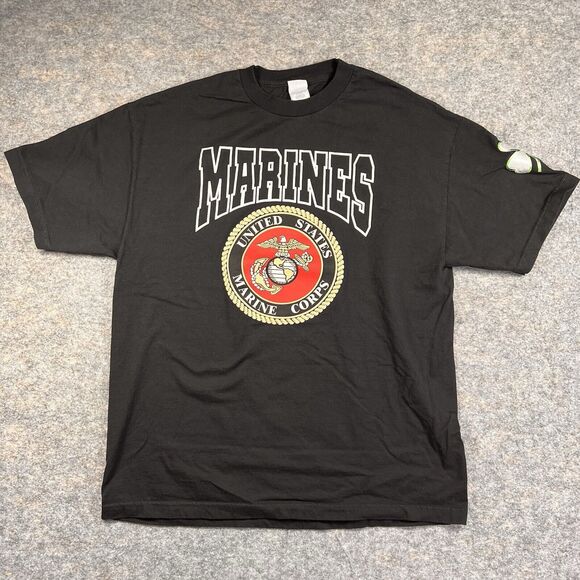 U.S. Marine Corps TShirt Men’s XL Short Sleeve USMC Semper Fi Clover Irish Patch - Picture 1 of 8